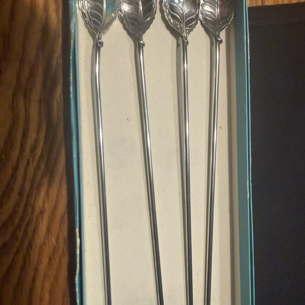 Auth Tiffany & Co 925 Vintage S&S Mint Julep Iced Tea Straws Stirrers Send Offer